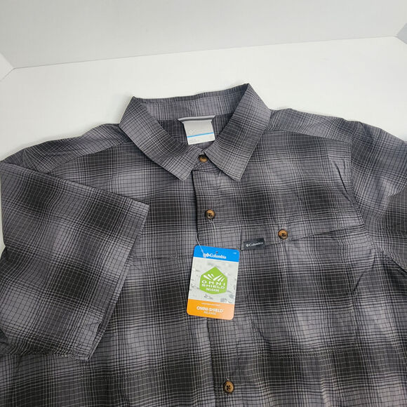 Columbia Other - Columbia Newton Ridge Black and Gray Plaid Short Sleeve Men's SZ LT - NWT